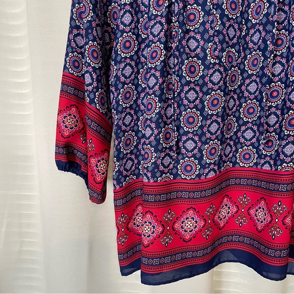 New Directions Boho Bandanna Print Blouse - Picture 6 of 11